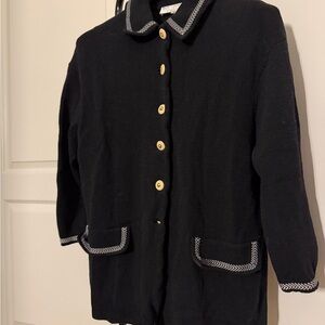 St. John Collection Black Women's Jacket with Contrast Trim M Wool Blend